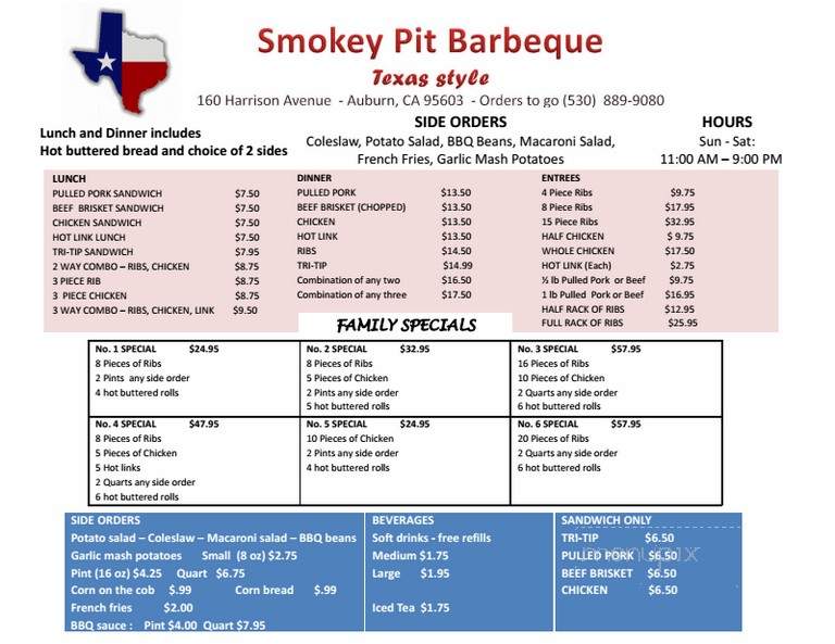 Smoky Texas Style Barbeque - Auburn, CA menu_pic