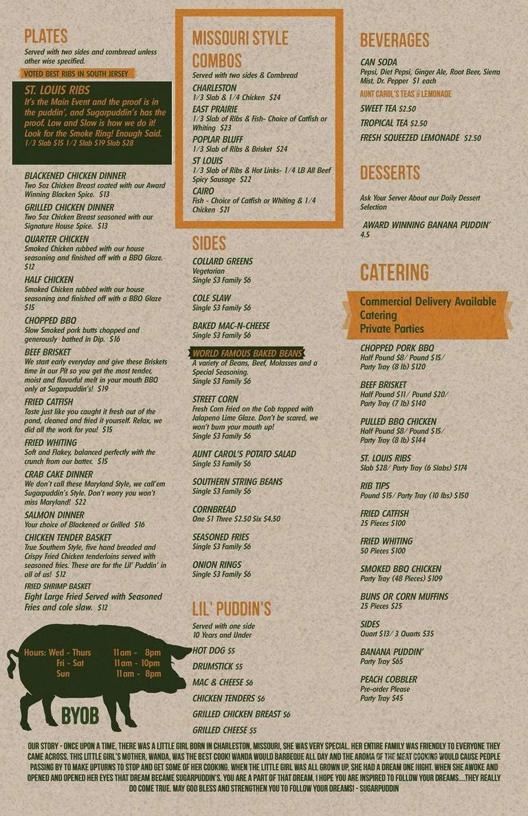 Sugarpuddin's Ribs and More - Clementon, NJ menu_pic