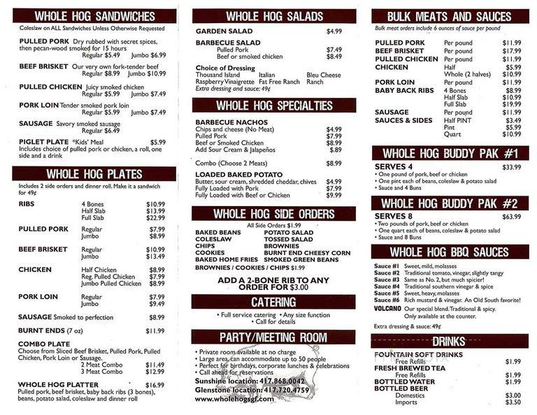 Whole Hog Cafe - Springfield, MO menu_pic
