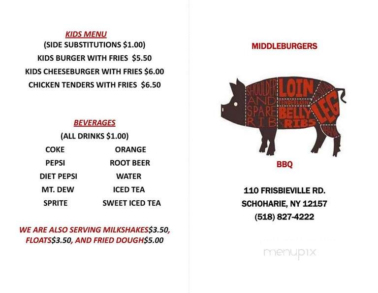 Middleburgers BBQ - Schoharie, NY