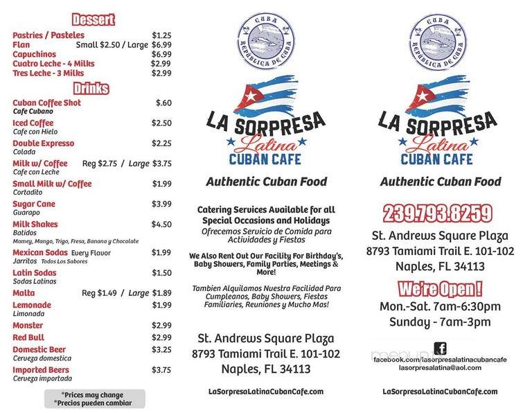 La Sorpresa Latina Cuban Cafe - Naples, FL