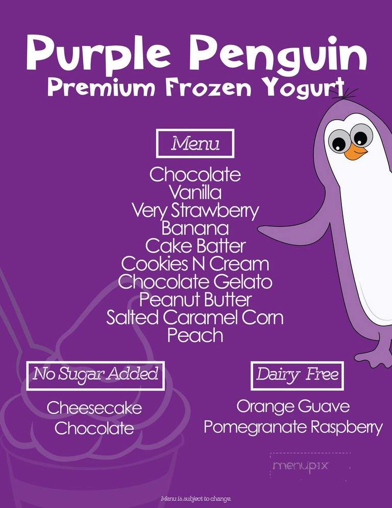 Purple Penguin - Graham, NC menu_pic