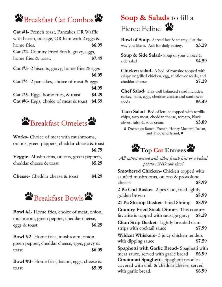 Wildcat Connections Cafe - New London, OH menu_pic