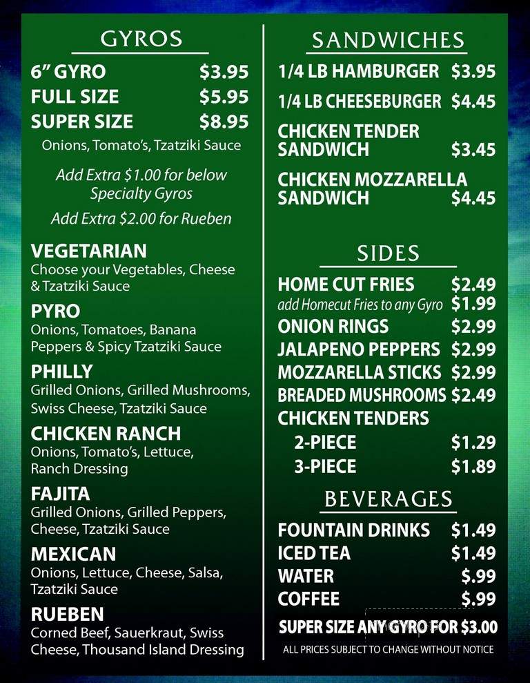 Gyro World - Cleveland, OH menu_pic