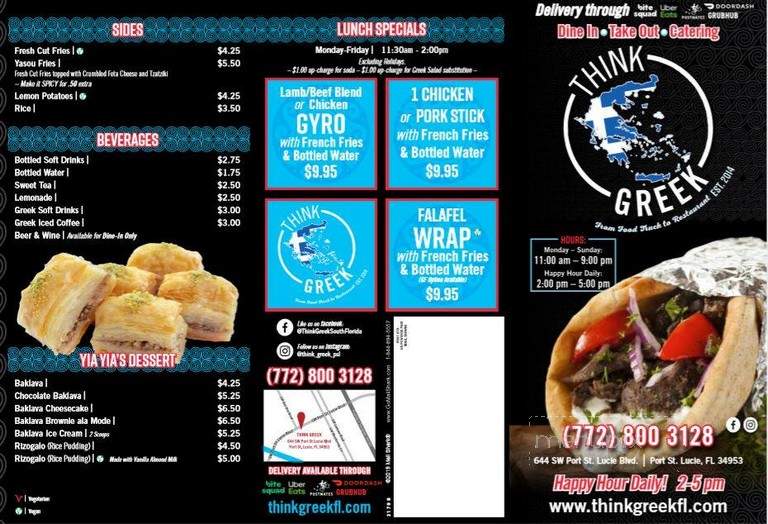 Think Greek Food Truck - Port St Lucie, FL menu_pic