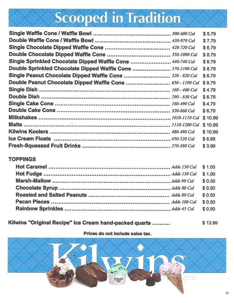 Kilwin's Chocolates & Ice Cream - Greenville, SC menu_pic