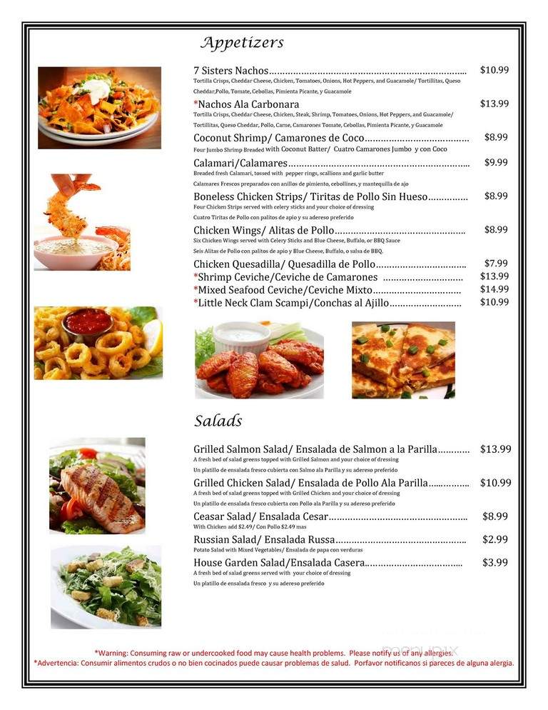 7 Sisters Restaurant - Providence, RI menu_pic