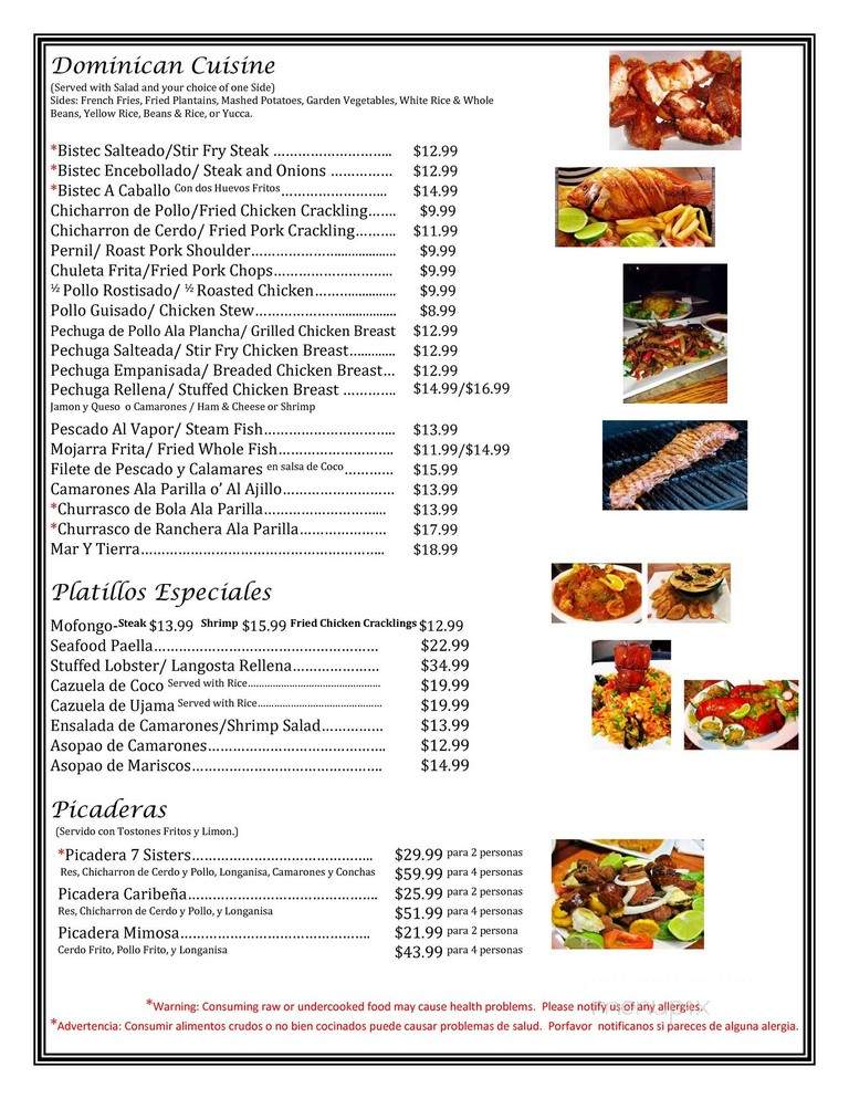 7 Sisters Restaurant - Providence, RI menu_pic
