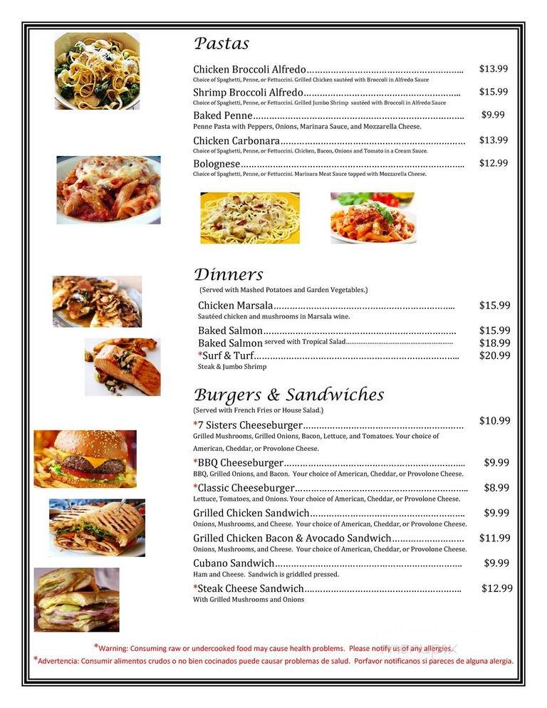 7 Sisters Restaurant - Providence, RI menu_pic