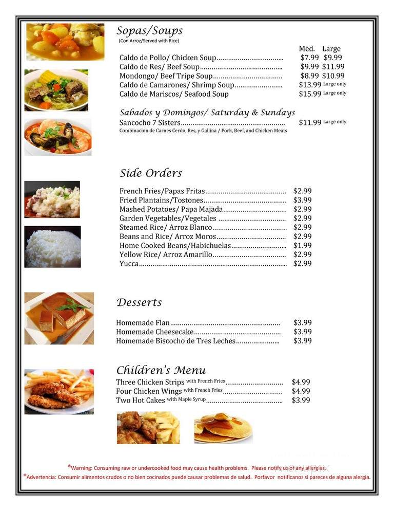 7 Sisters Restaurant - Providence, RI menu_pic