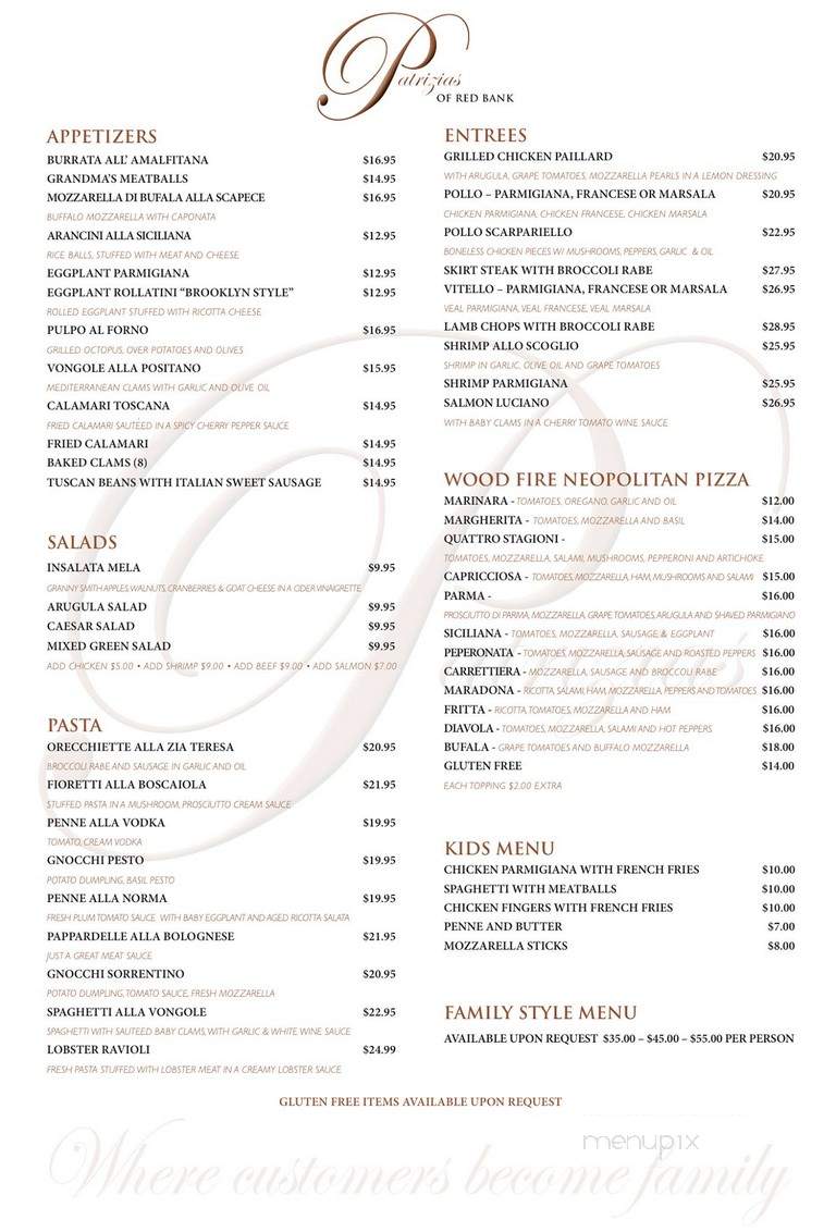 Patrizia's Pizza and Pasta - Red Bank, NJ menu_pic