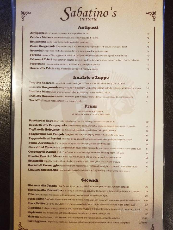 Sabatino's Trattoria - Norton, MA menu_pic