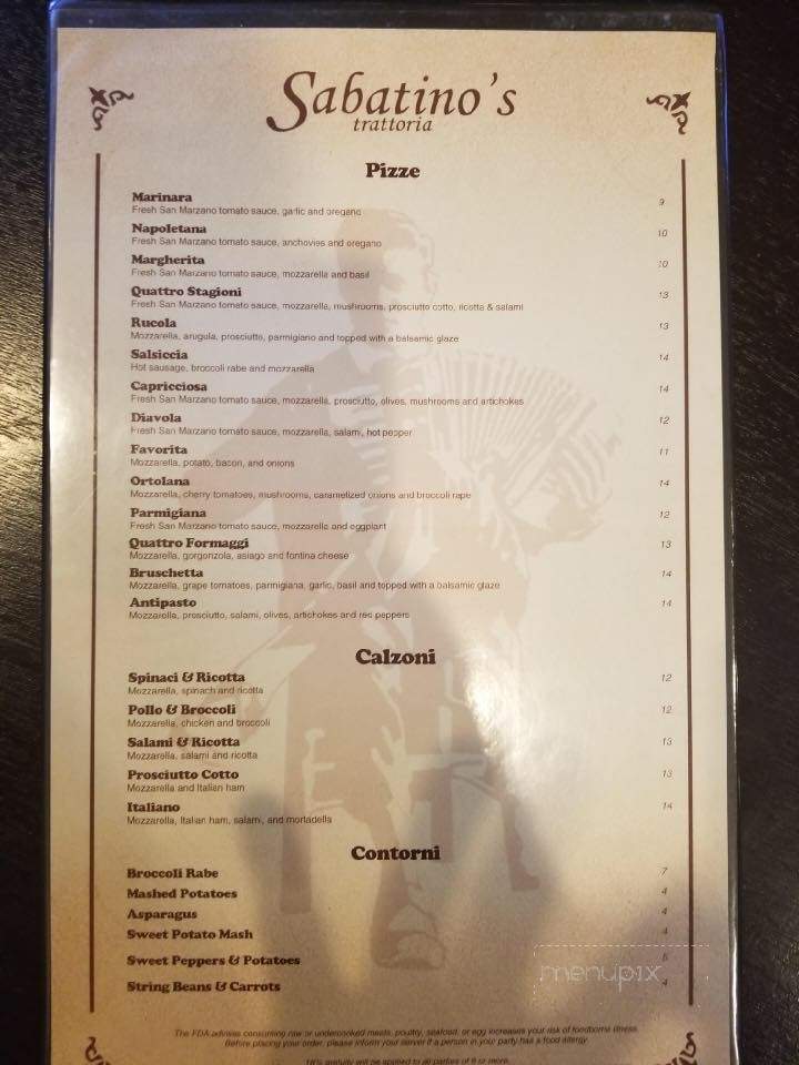 Sabatino's Trattoria - Norton, MA menu_pic