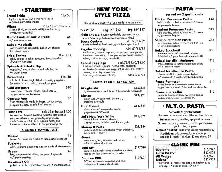 Sals NY Pizza - Kill Devil Hills, NC menu_pic