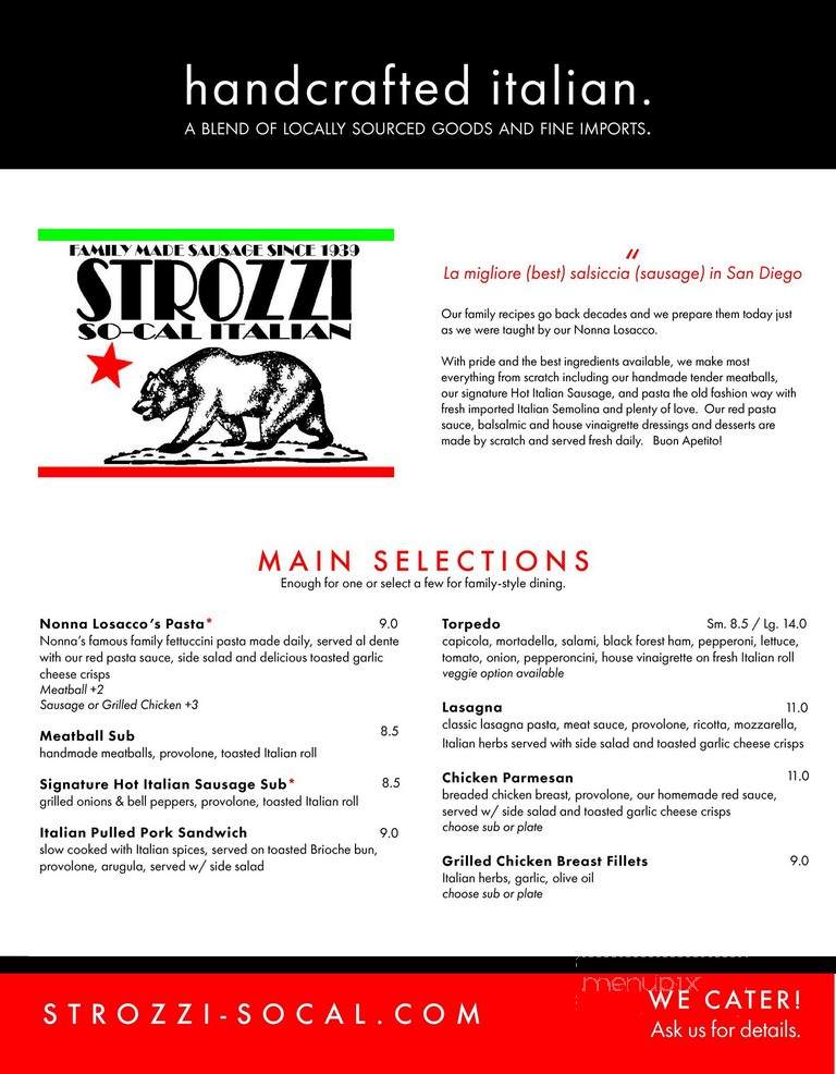 Strozzi So-Cal Italian - San Diego, CA menu_pic