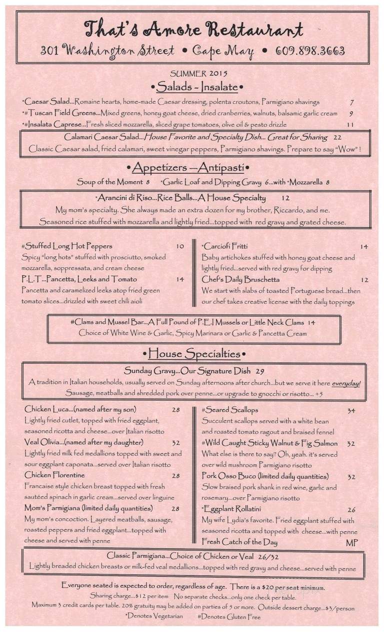 That's Amore - Cape May, NJ menu_pic