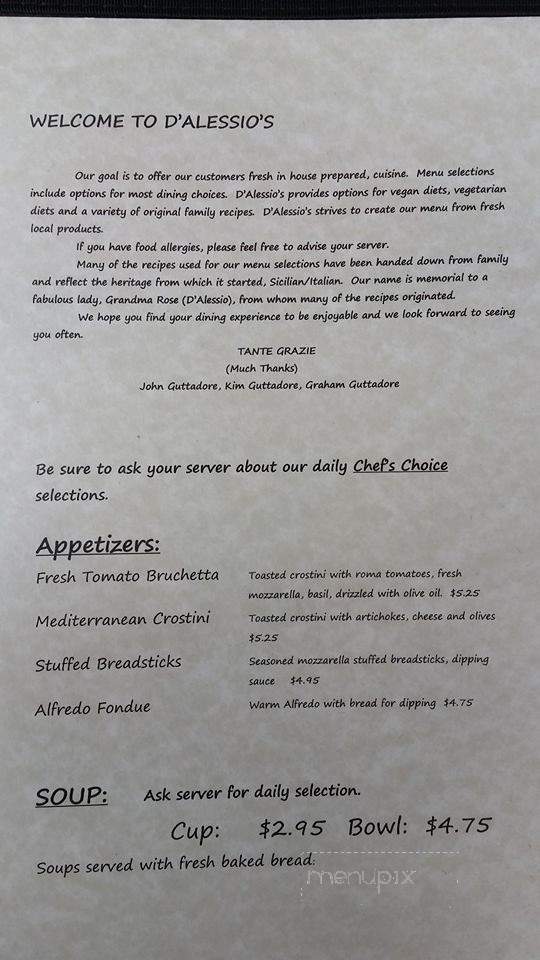 D'Alessios - Greenville, OH menu_pic