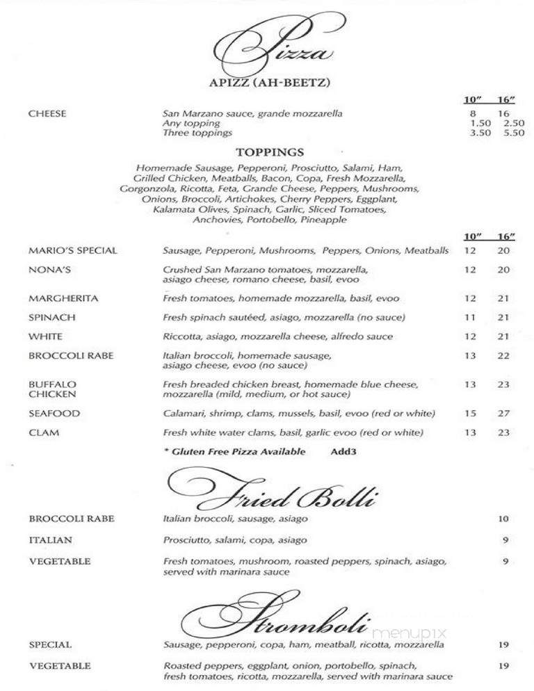 Mario's Ocean Ave - Lantana, FL menu_pic