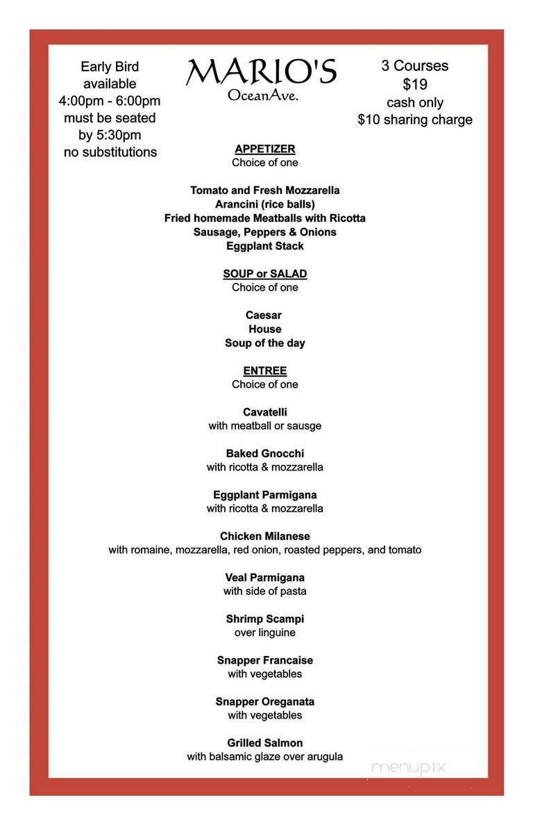 Mario's Ocean Ave - Lantana, FL menu_pic