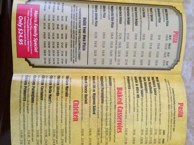 Marris Pizza Italian Rstrnt - Orange, CA menu_pic