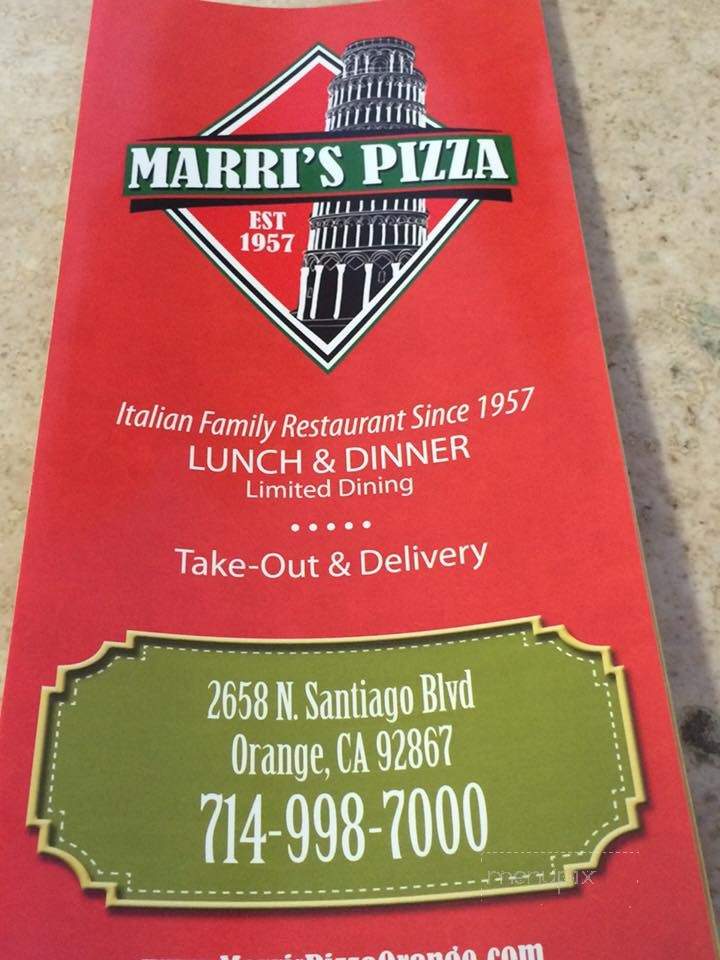Marris Pizza Italian Rstrnt - Orange, CA menu_pic