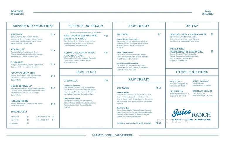 Juice Ranch - Santa Barbara, CA menu_pic