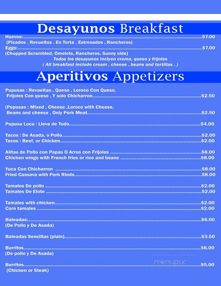 Parrillada Salvadorena - Lake Worth, FL menu_pic