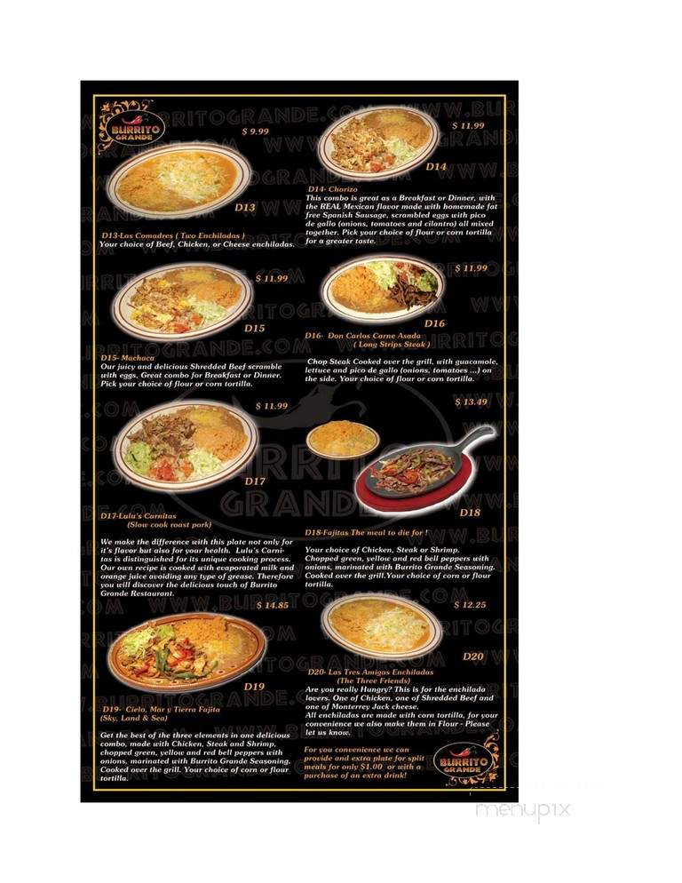 Burrito Grande - Clearfield, UT menu_pic