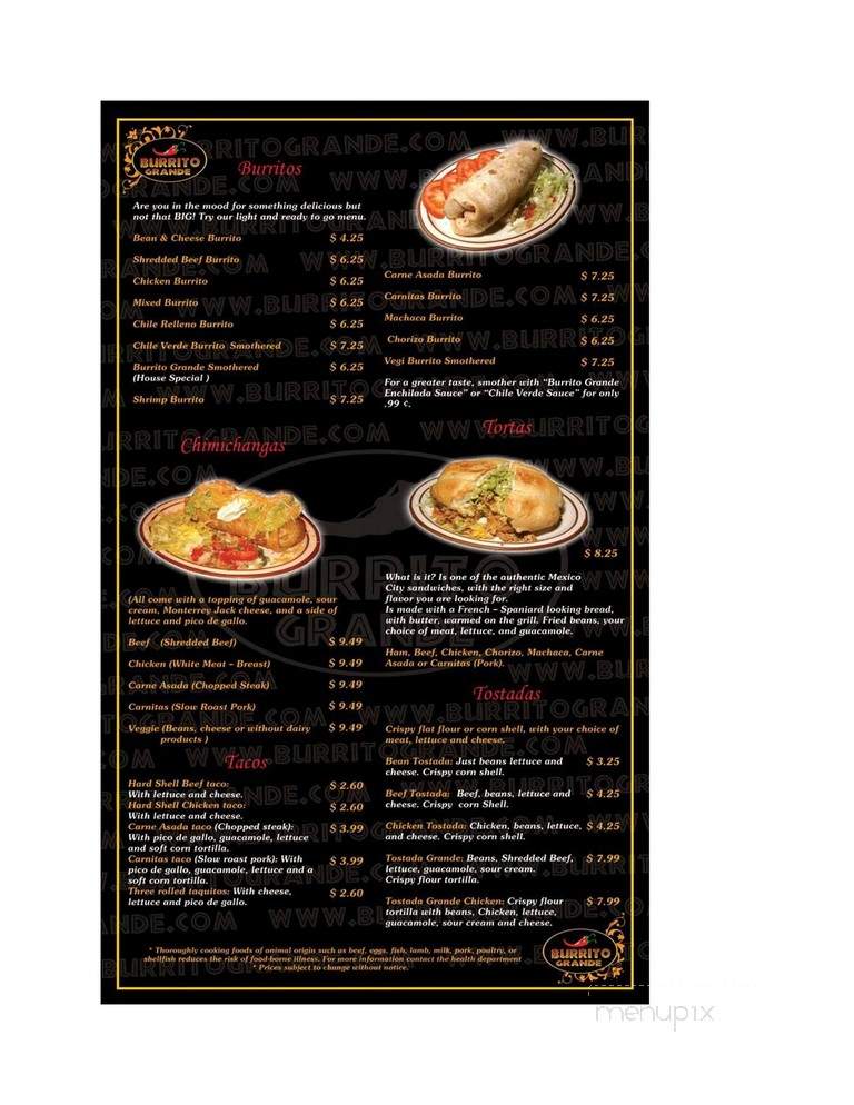Burrito Grande - Clearfield, UT menu_pic