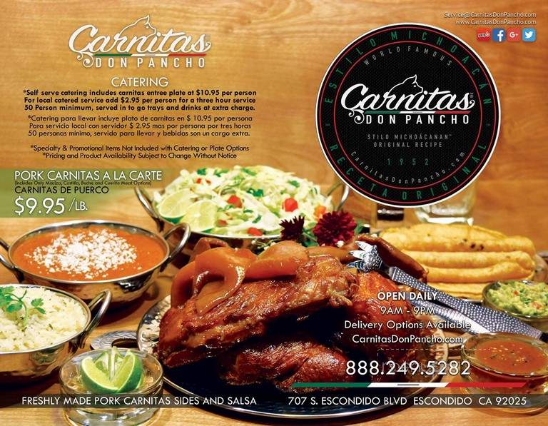 Carnitas Don Pancho - Escondido, CA menu_pic