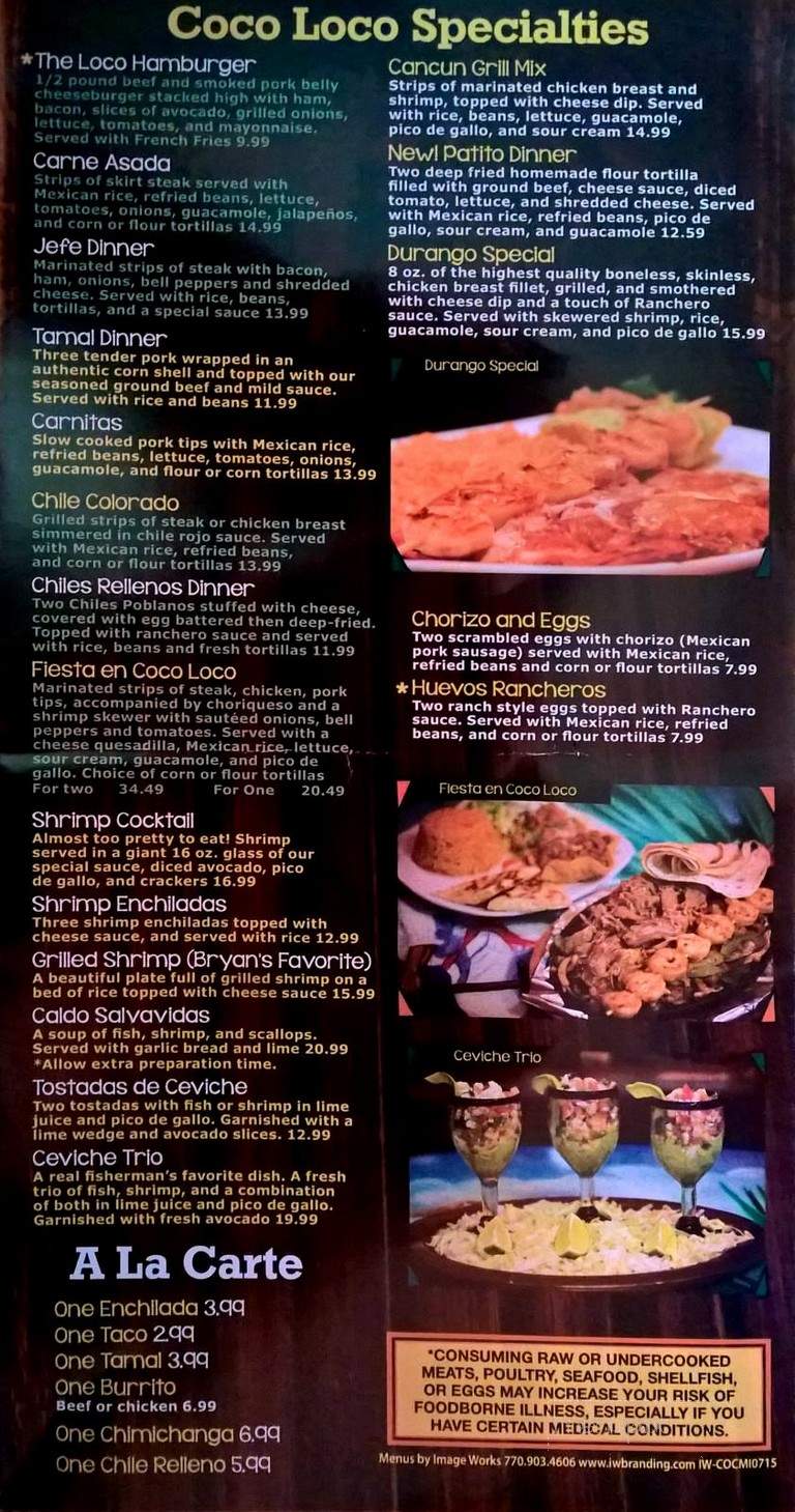 Coco Loco - Bay City, MI menu_pic