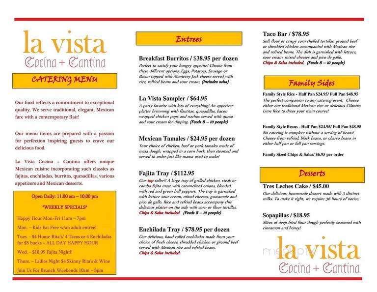 La Vista Cocina & Cantina - Carrollton, TX menu_pic