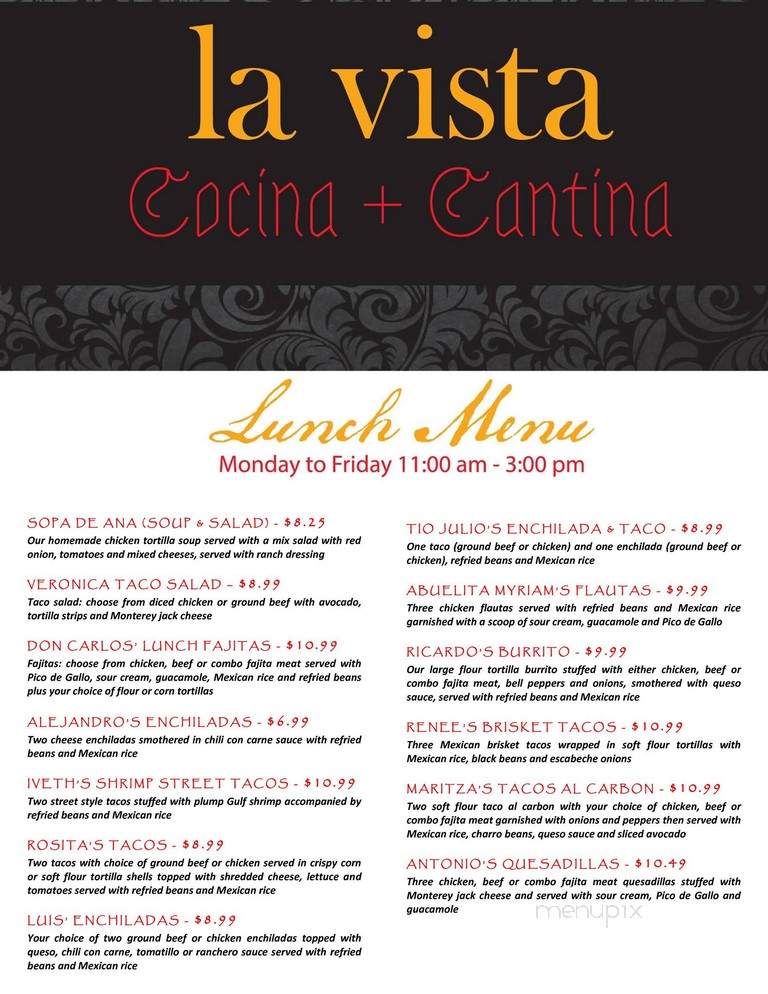 La Vista Cocina & Cantina - Carrollton, TX menu_pic
