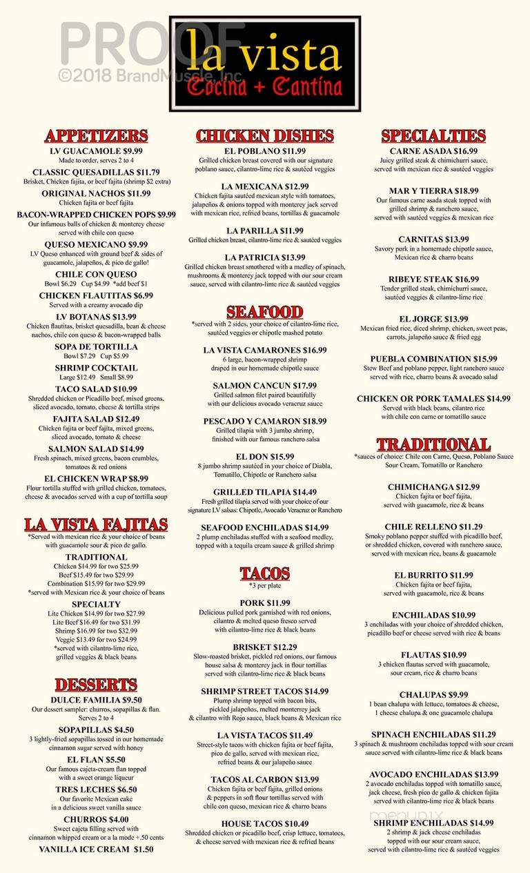 La Vista Cocina & Cantina - Carrollton, TX menu_pic