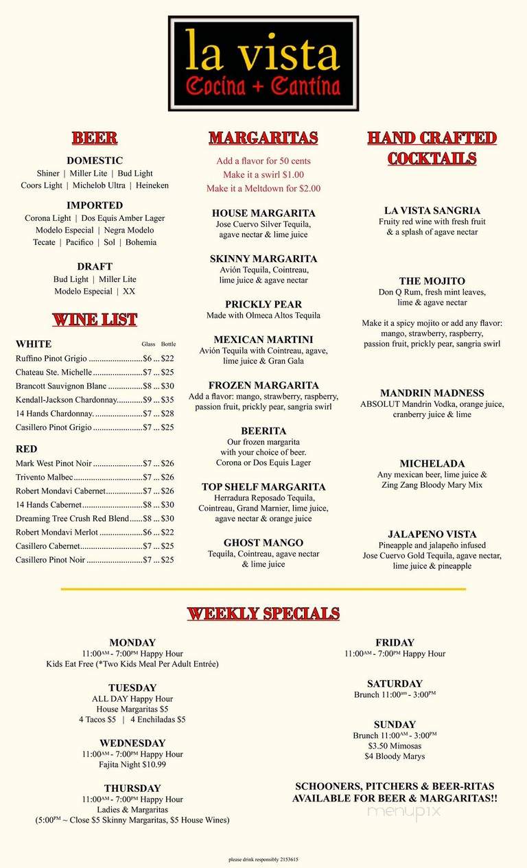 La Vista Cocina & Cantina - Carrollton, TX menu_pic