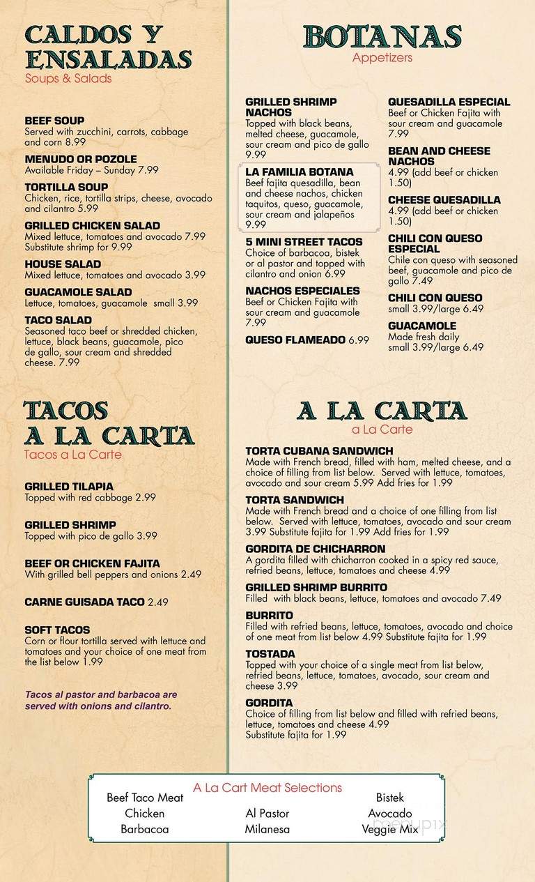 La Familia Mexican Market - Austin, TX menu_pic