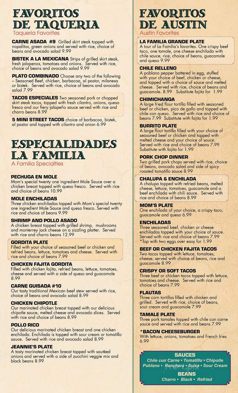 La Familia Mexican Market - Austin, TX menu_pic