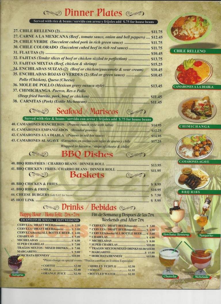 Agave Sports Bar & Grill - San Jose, CA menu_pic