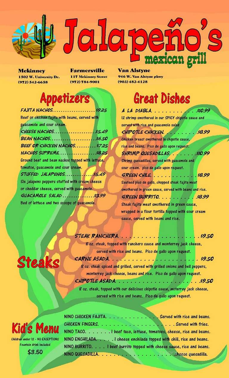 Jalapeno's Mexican Restaurant - Farmersville, TX menu_pic