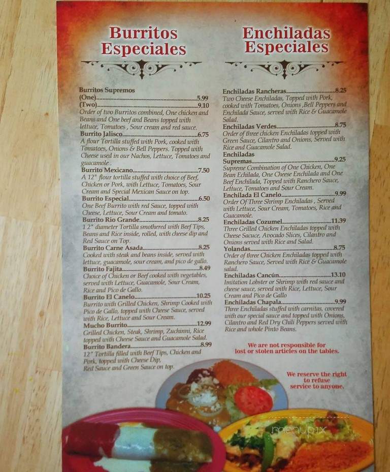 El Canelo Mexican Restaruant - Wathena, KS menu_pic