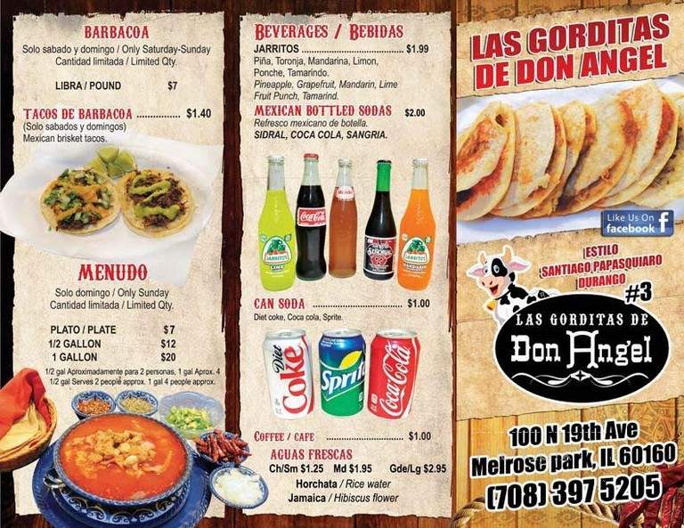 Las Gorditas de Don Angel # 3 - Melrose Park, IL menu_pic