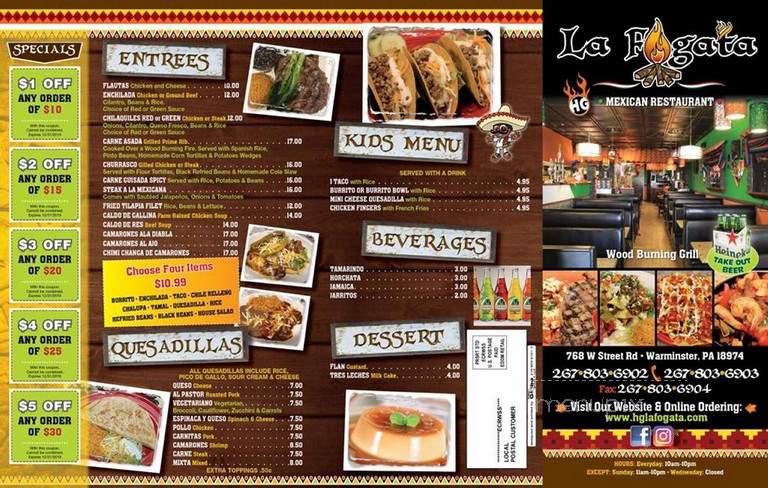 La Fogata Mexican Restaurant - Warminster, PA menu_pic