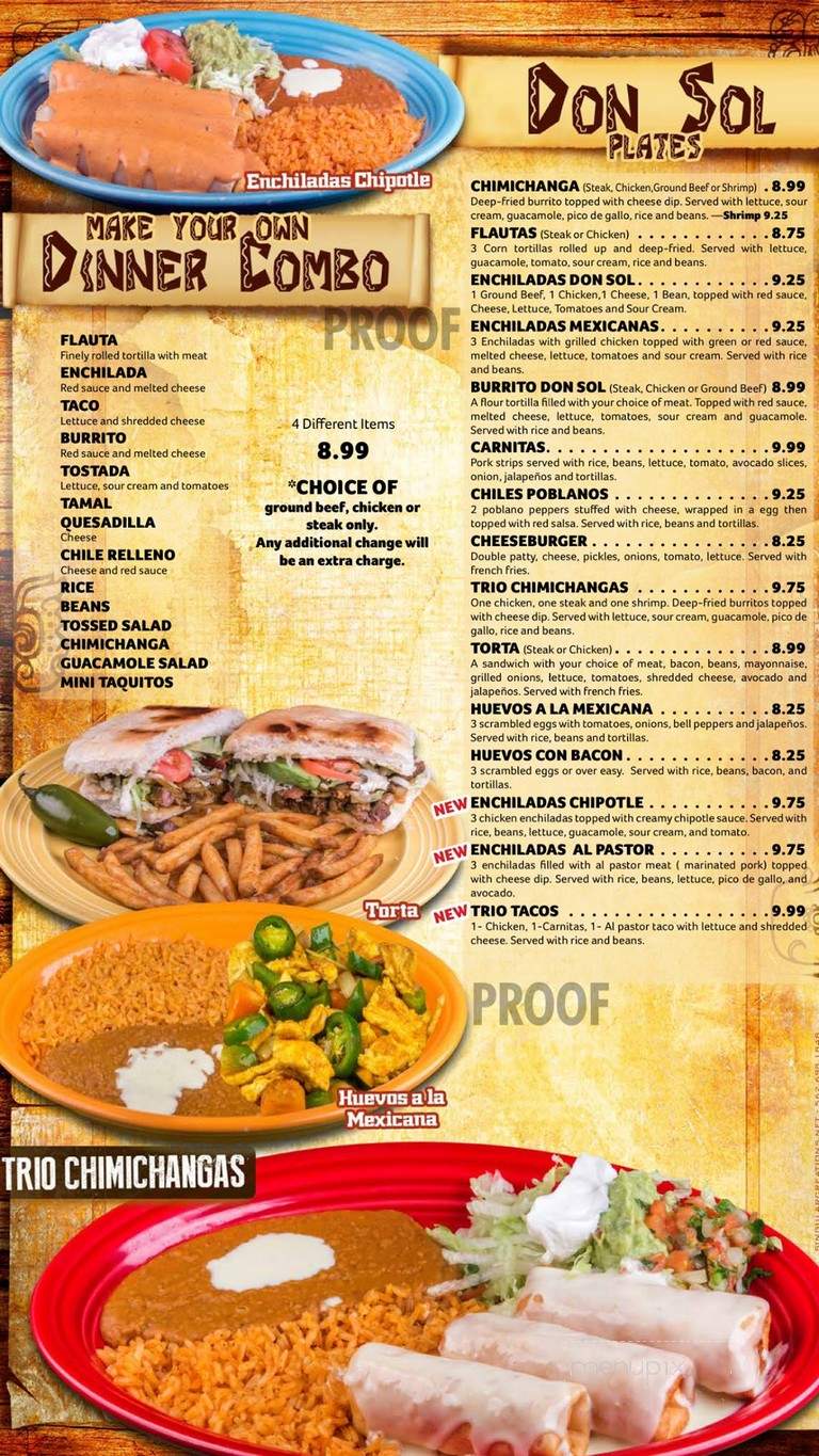 Don Sol Mexican Grill - Union City, TN menu_pic