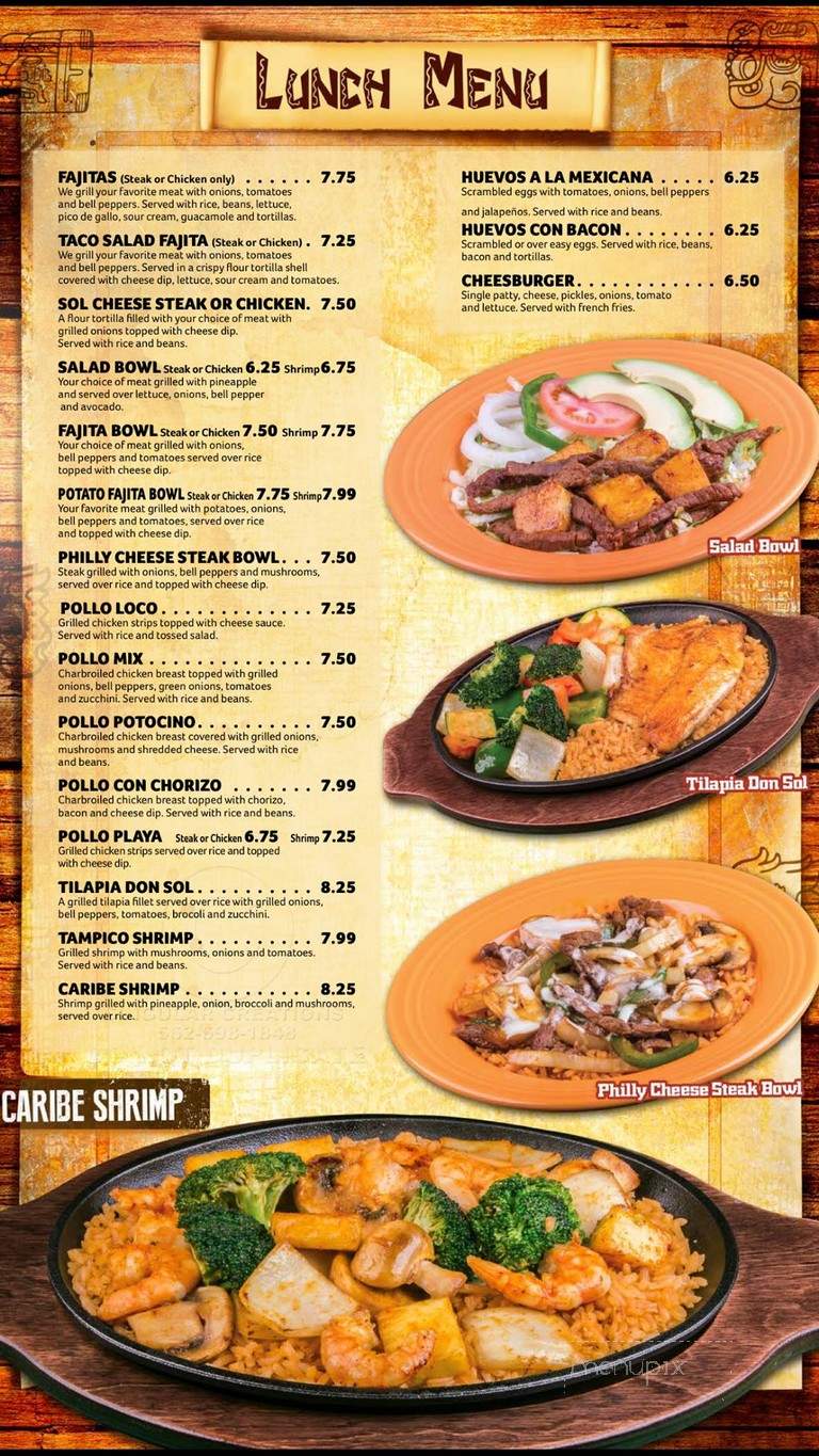 Don Sol Mexican Grill - Union City, TN menu_pic