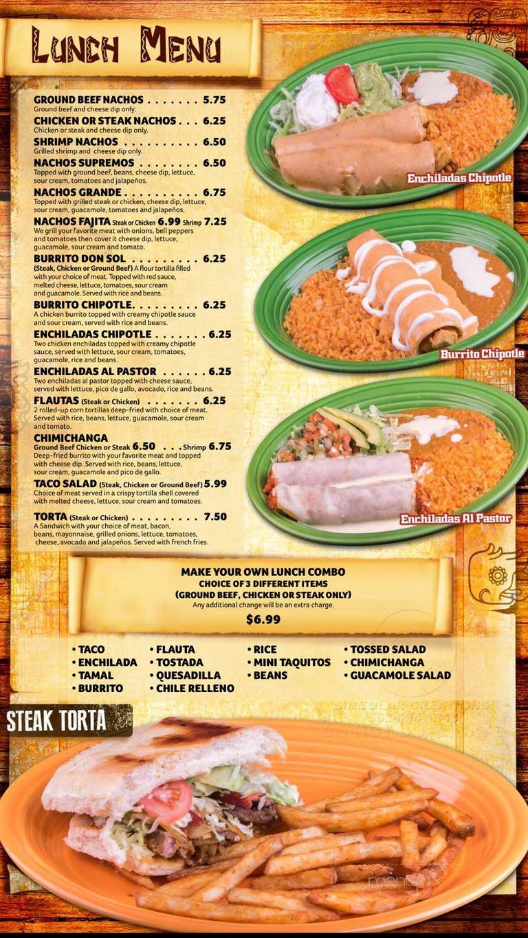 Don Sol Mexican Grill - Union City, TN menu_pic