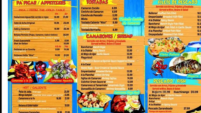 Mariscos El Cangrejo Nice - Santa Ana, CA menu_pic