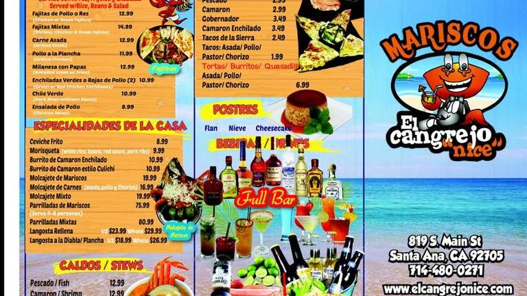 Mariscos El Cangrejo Nice - Santa Ana, CA menu_pic