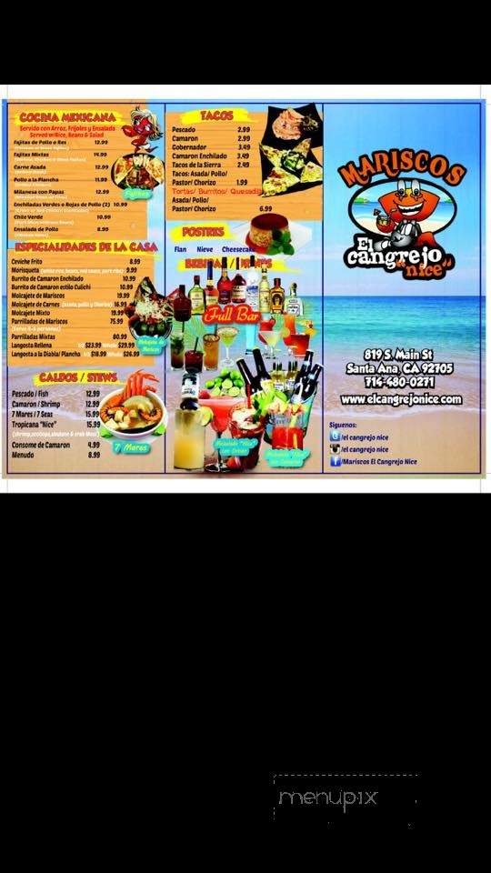 Mariscos El Cangrejo Nice - Santa Ana, CA menu_pic