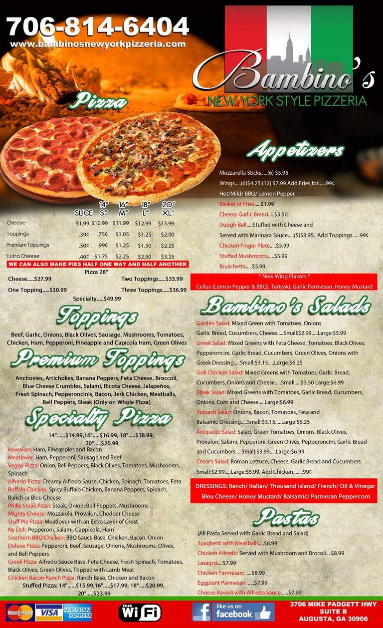 Bambinos Pizzeria - Augusta, GA menu_pic