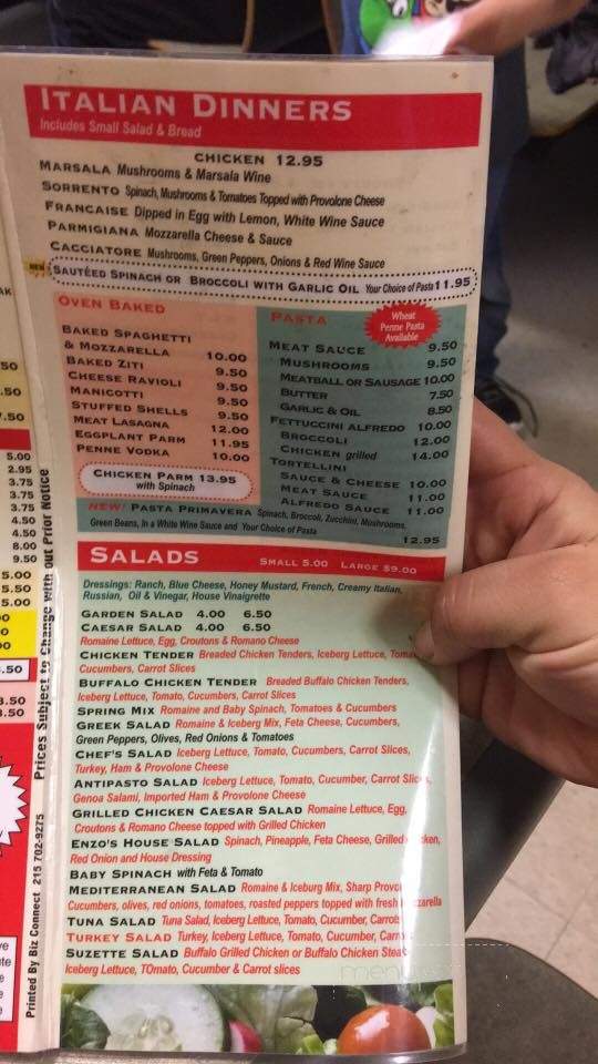 Enzo's Pizzeria - Langhorne, PA menu_pic